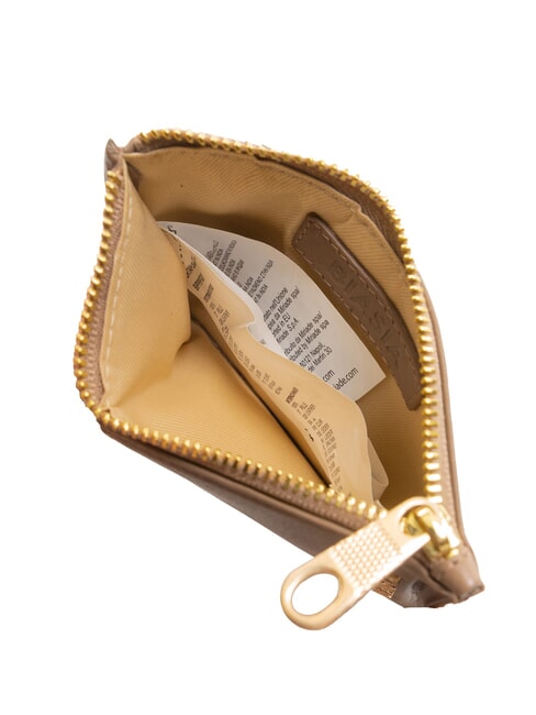 EDA Flat leather card holder with zip taupe - Women’s Wallets