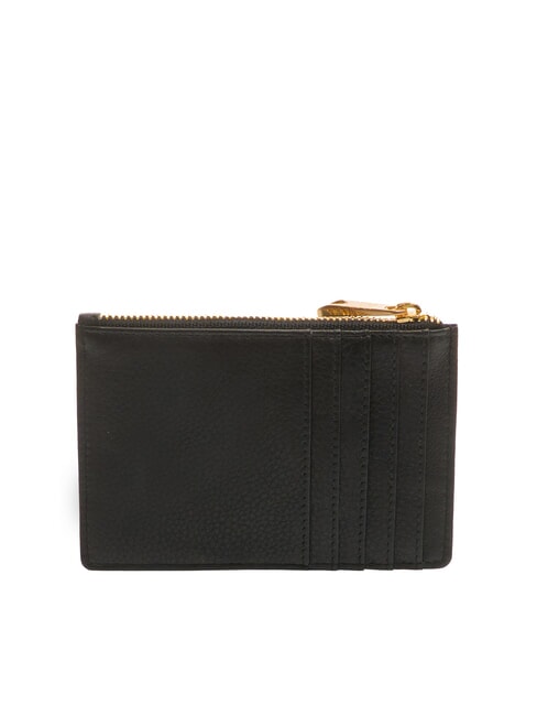 EDA Flat leather card holder with zip black - Women’s Wallets