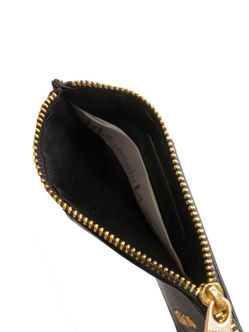 EDA Flat leather card holder with zip black - Women’s Wallets