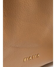 BIASIA WEAVE Leather shopping bag with shoulder strap camel - Women’s Bags - 3
