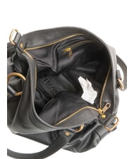 BIASIA WEAVE Leather shopping bag with shoulder strap black - Women’s Bags - 5