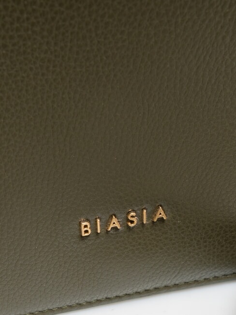 NOVEAU Leather shoulder bag with flap moss - Women’s Bags