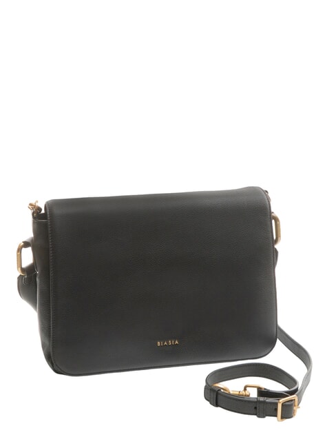 NOVEAU Leather shoulder bag with flap black - Women’s Bags