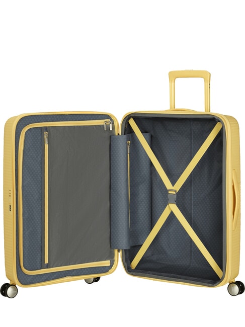SOUNDBOX SPINNER Medium trolley, expandable pastel yellow - Rigid Trolley Cases