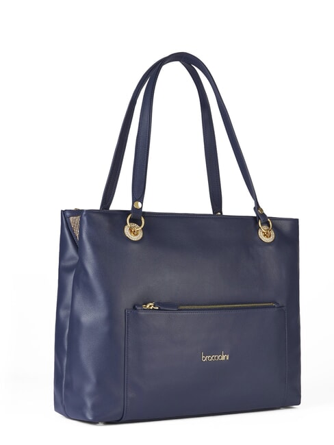 NORA Leather shoulder bag with pocket blue - Women’s Bags