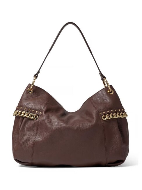 NORA Leather shoulder bag with chain brown - Women&rsquo;s Bags