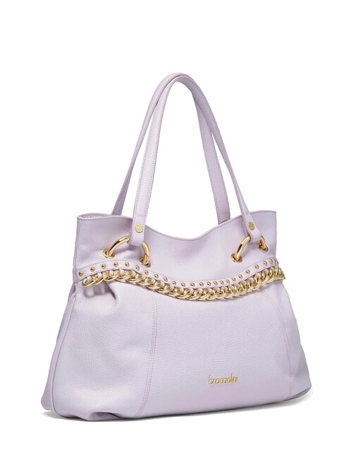 NORA Leather shopping bag with chain lilac - Women’s Bags