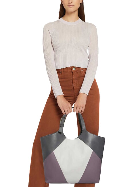 FLOW Printed leather shoulder bag marshmallow+aura+soil - Women’s Bags