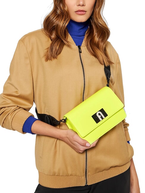 1927 SOFT Mini shoulder bag in nappa leather fluorescent yellow + black - Women’s Bags