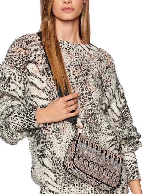 MOON Mini bag in jacquard fabric desert + black tones - Women’s Bags