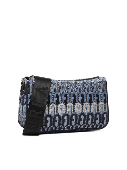 MOON Mini bag in jacquard fabric denim blue + black tones - Women’s Bags