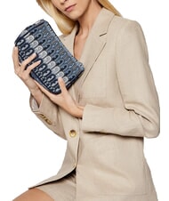 FURLA MOON Mini bag in jacquard fabric denim blue + black tones - Women’s Bags - 6