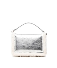 FURLA 1927 SOFT Mini handbag with shoulder strap white cotton+color silver+black - Women’s Bags - 5
