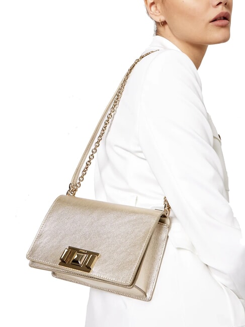 MIMI" Convertible shoulder bag platinum color - Women’s Bags