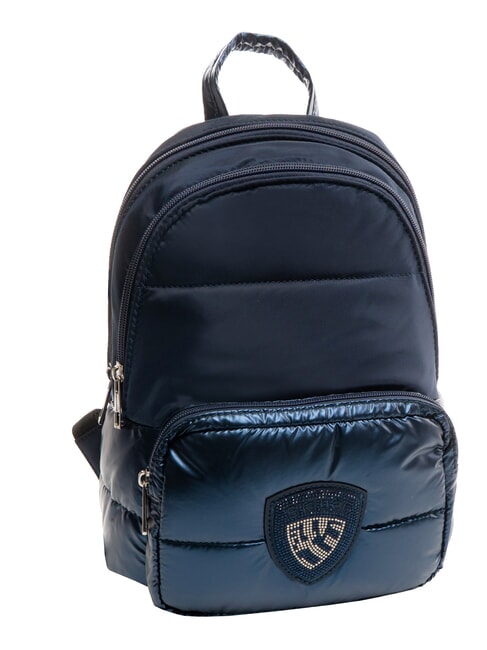 PADDED NYLON Backpack with rhinestone logo BLUE - Women’s Bags