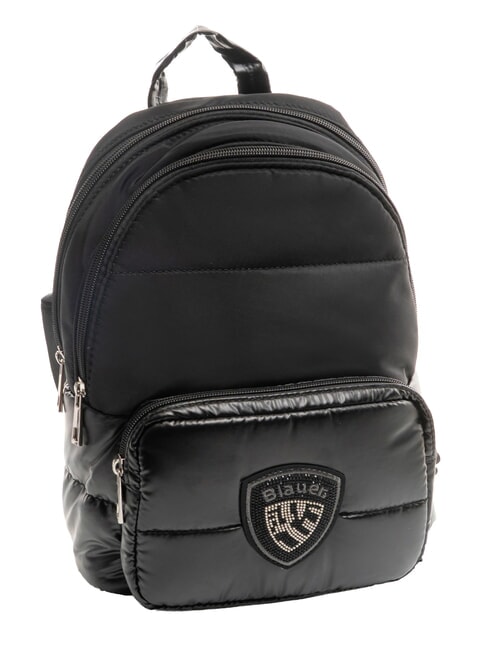 PADDED NYLON Backpack with rhinestone logo BLACK - Women&rsquo;s Bags