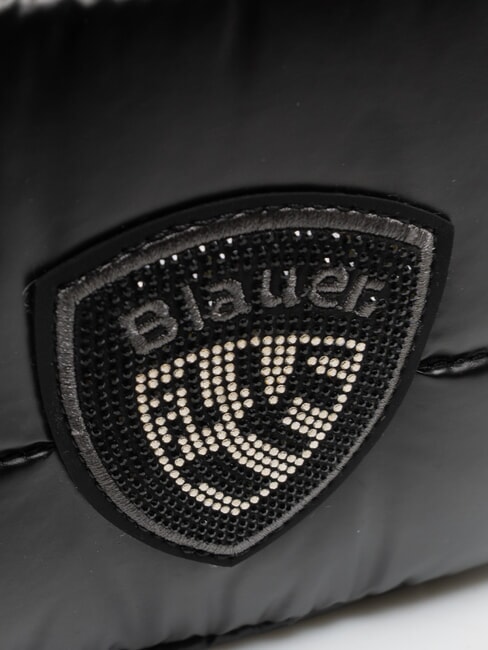 PADDED NYLON Backpack with rhinestone logo BLACK - Women&rsquo;s Bags