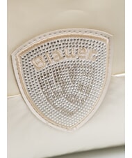 BLAUER PADDED NYLON Soft clutch bag with rhinestone logo white - Women&rsquo;s Bags - 3