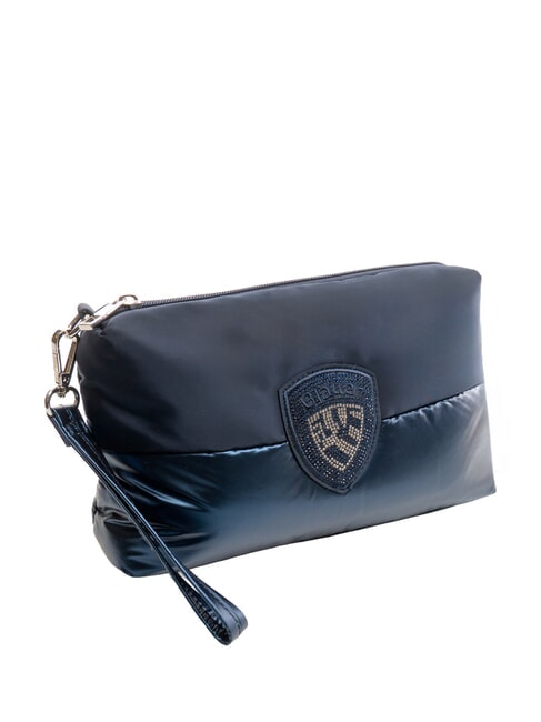 PADDED NYLON Soft clutch bag with rhinestone logo BLUE - Women&rsquo;s Bags