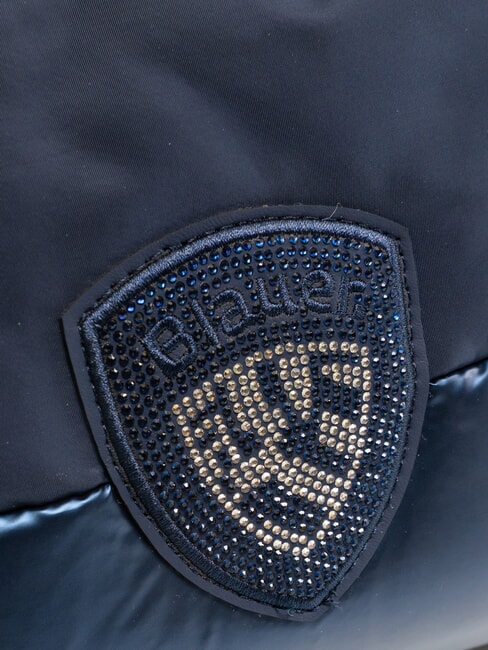 PADDED NYLON Soft clutch bag with rhinestone logo BLUE - Women&rsquo;s Bags