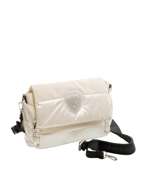 PADDED NYLON Fluffy shoulder bag with rhinestone logo white - Women&rsquo;s Bags