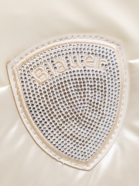 PADDED NYLON Fluffy shoulder bag with rhinestone logo white - Women&rsquo;s Bags