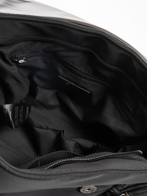 PADDED NYLON Fluffy shoulder bag with rhinestone logo BLACK - Women&rsquo;s Bags