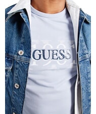 GUESS CHEST BOX Cotton T-shirt with print nimbus blue - T-shirt - 3