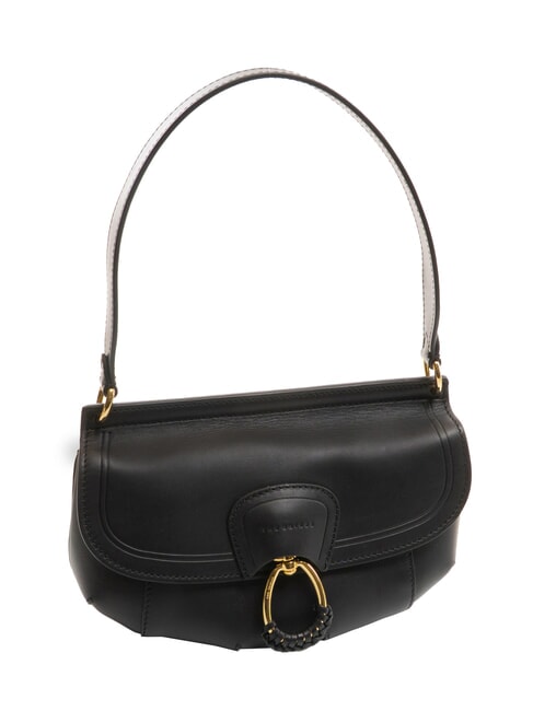 ERICA Leather shoulder bag Black Gold - Women’s Bags