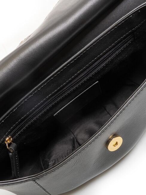 ERICA Leather shoulder bag Black Gold - Women’s Bags