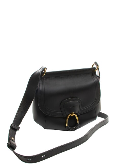 ERICA Leather shoulder bag Black Gold - Women’s Bags