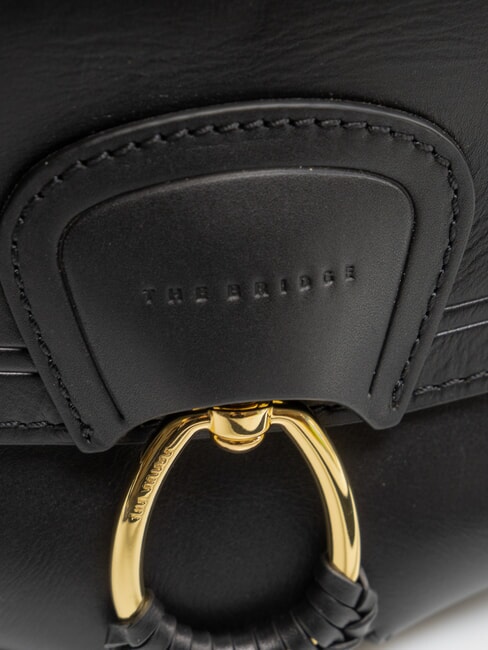 ERICA Leather shoulder bag Black Gold - Women’s Bags