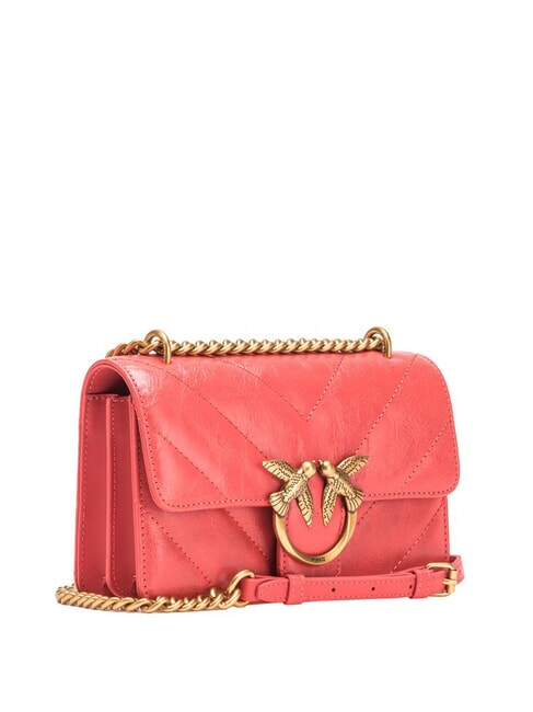 LOVE ONE MINI Mini bag in split leather coral. spiced-antique gold - Women’s Bags
