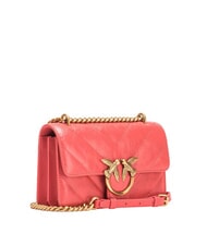 PINKO LOVE ONE MINI Mini bag in split leather coral. spiced-antique gold - Women’s Bags - 2