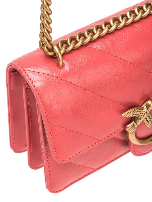 LOVE ONE MINI Mini bag in split leather coral. spiced-antique gold - Women’s Bags