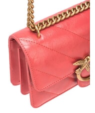 PINKO LOVE ONE MINI Mini bag in split leather coral. spiced-antique gold - Women’s Bags - 3