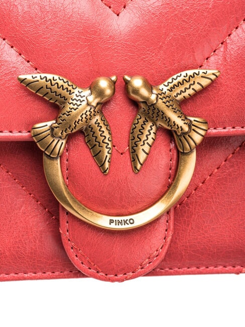 LOVE ONE MINI Mini bag in split leather coral. spiced-antique gold - Women’s Bags