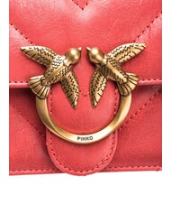 PINKO LOVE ONE MINI Mini bag in split leather coral. spiced-antique gold - Women’s Bags - 4