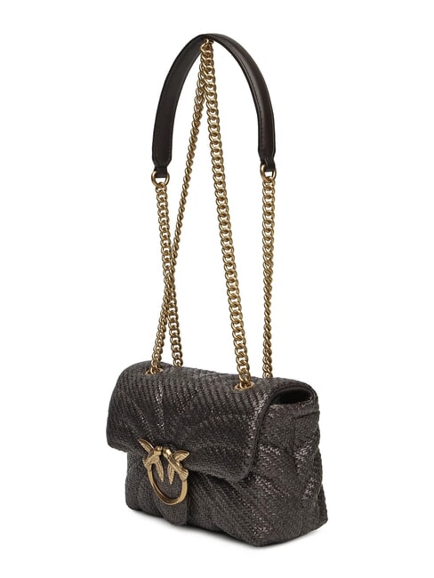 LOVE PUFF Mini shoulder bag in raffia moro-antique gold - Women’s Bags