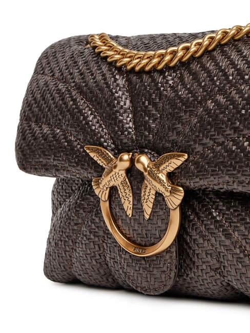 LOVE PUFF Mini shoulder bag in raffia moro-antique gold - Women’s Bags