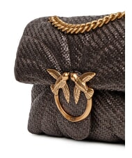 PINKO LOVE PUFF Mini shoulder bag in raffia moro-antique gold - Women’s Bags - 4