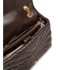 PINKO LOVE PUFF Mini shoulder bag in raffia moro-antique gold - Women’s Bags - 6