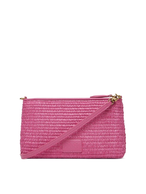 FLAT Raffia clutch bag with shoulder strap ch-antique gold beetroot - Women’s Bags