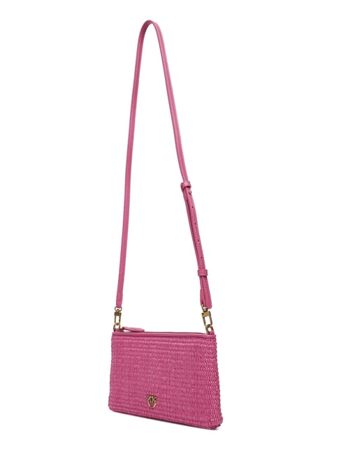 FLAT Raffia clutch bag with shoulder strap ch-antique gold beetroot - Women’s Bags