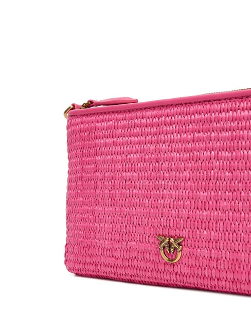 FLAT Raffia clutch bag with shoulder strap ch-antique gold beetroot - Women’s Bags