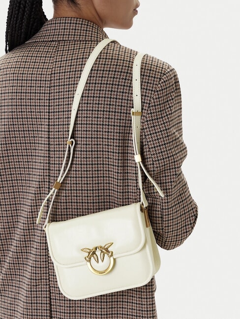 LOVE BOX Mini leather shoulder bag silk white-antique gold - Women’s Bags