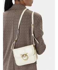 PINKO LOVE BOX Mini leather shoulder bag silk white-antique gold - Women’s Bags - 5