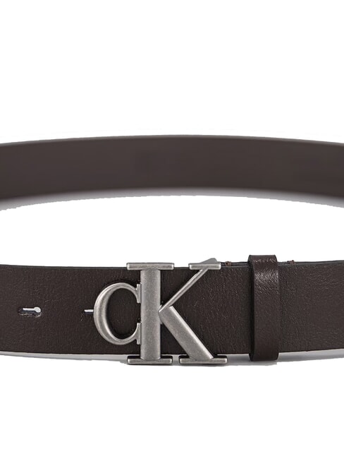 CK HARDWARE Leather belt ck dark brown/antique silver - Belts