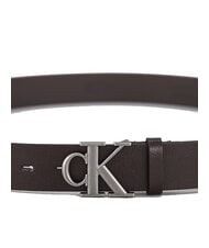 CALVIN KLEIN CK HARDWARE Leather belt ck dark brown/antique silver - Belts - 3
