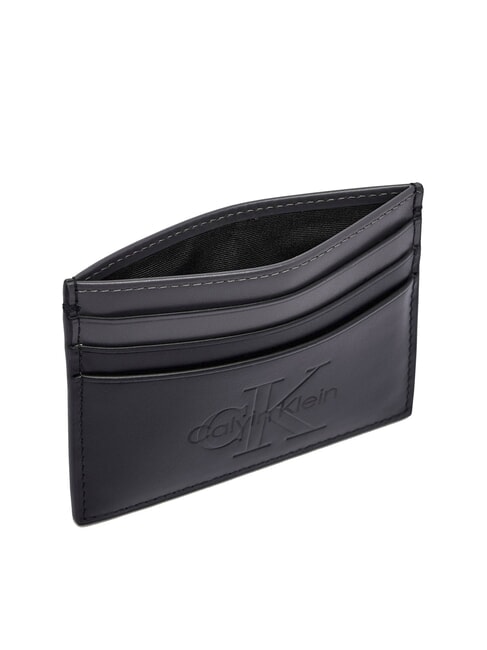 BOLD LOGO Leather credit card holder on black - Men’s Wallets